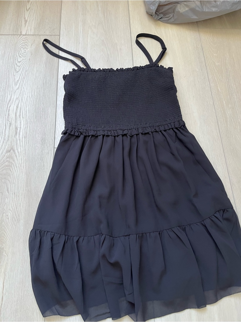 Quince NWT Black Smocked Bodice Spaghetti Strap Sundress
